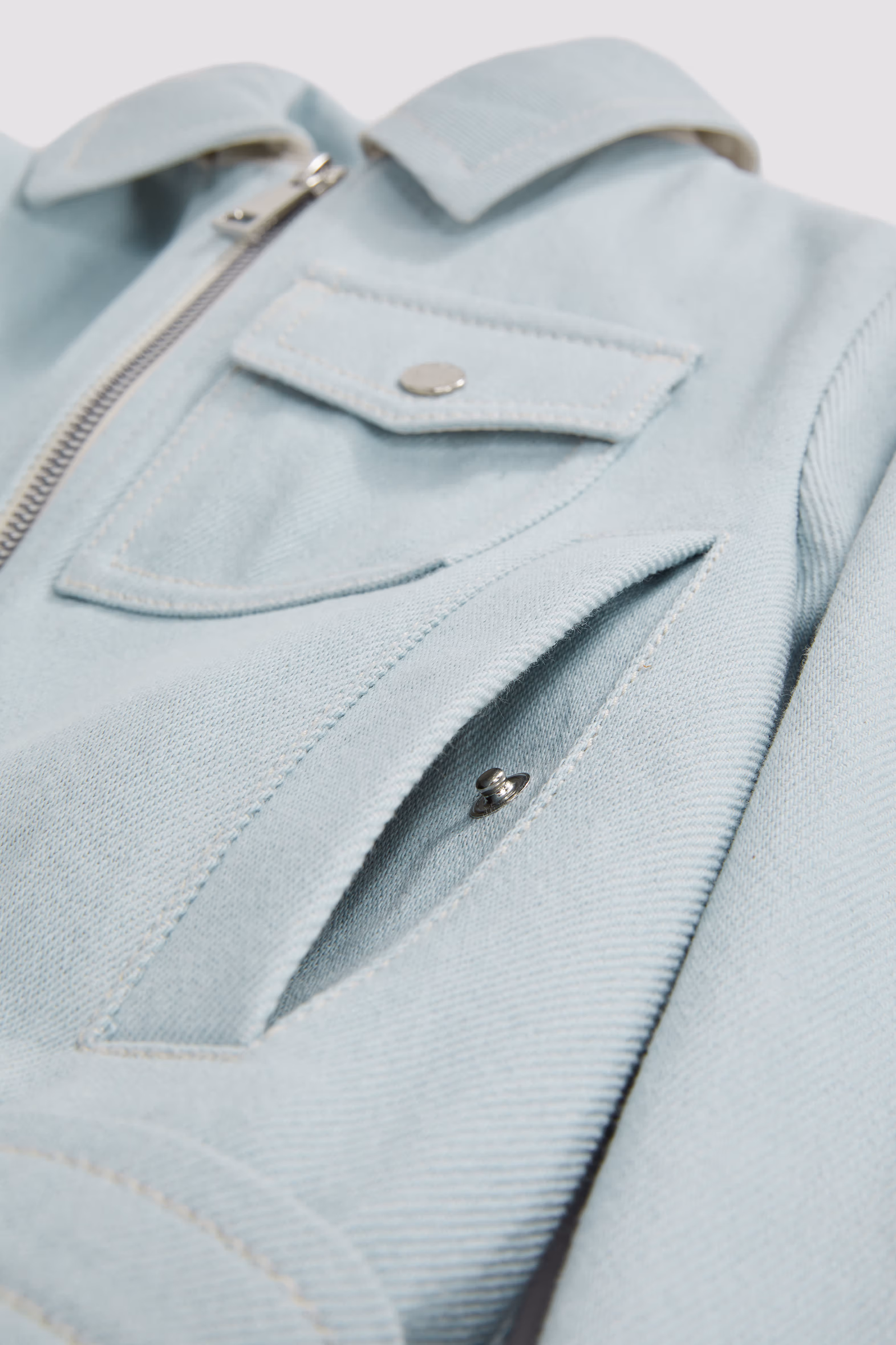 Esme Hooded Denim Jacket Girl Light Blue Moncler 7